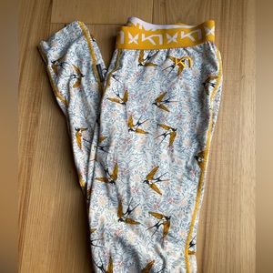 Kari Traa Fryd Base Layer Leggings, Yellow Swallowtail and Floral Pattern